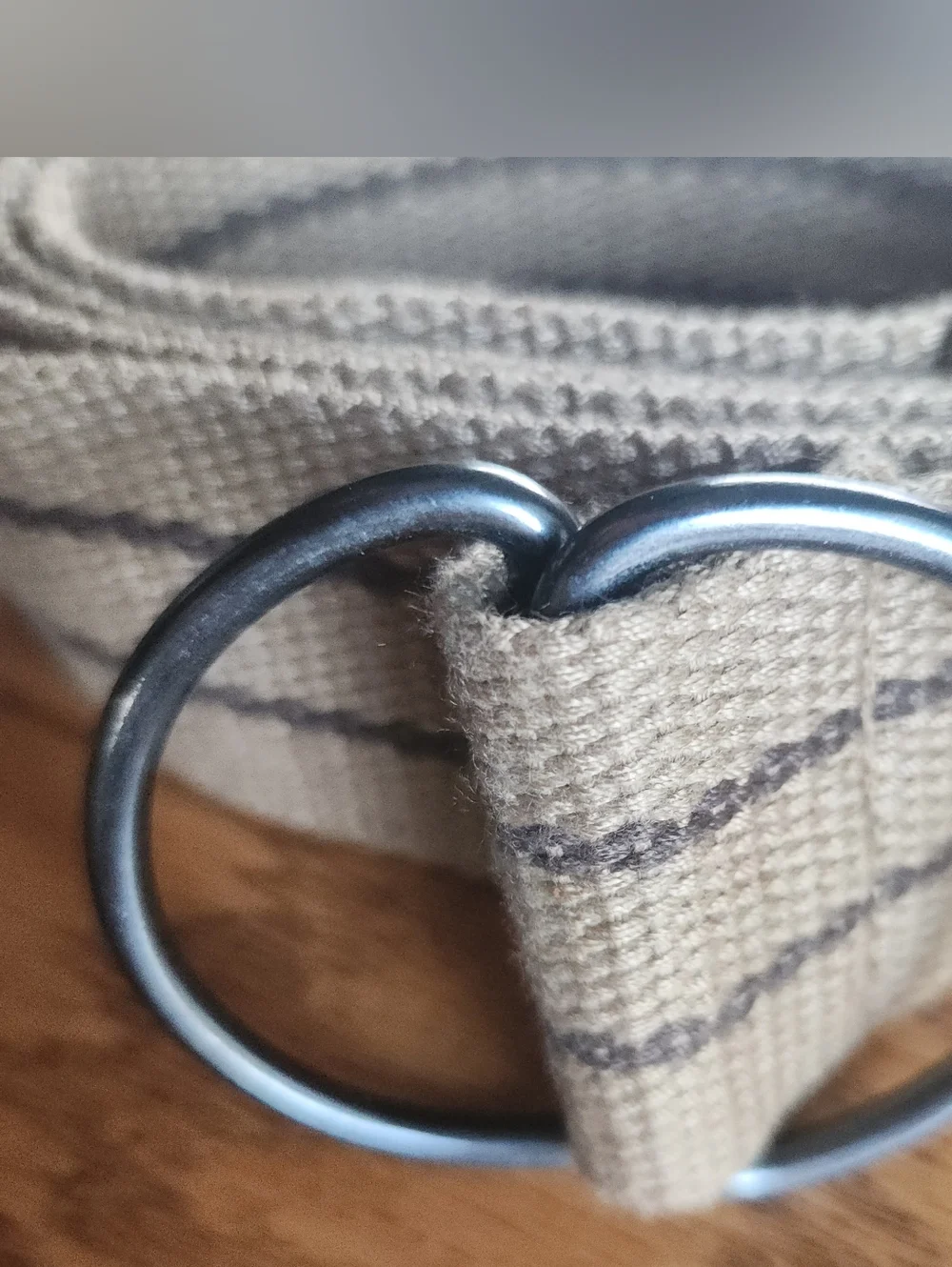 6 Men's Canvas D-Ring Belt Strap — Light Beige with Dark Stitching